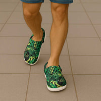 Humpback Whale Matariki New Zealand Clogs Shoes NZ Maori Paikea Poutama Luxury Green LT14 - Polynesian Pride
