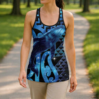 Humpback Whale Matariki New Zealand Hollow Tank Top NZ Maori Paikea Poutama Luxury Blue LT14 - Polynesian Pride