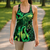 Humpback Whale Matariki New Zealand Hollow Tank Top NZ Maori Paikea Poutama Luxury Green LT14 - Polynesian Pride