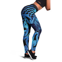 Humpback Whale Matariki New Zealand Leggings NZ Maori Paikea Poutama Luxury Blue LT14 - Polynesian Pride
