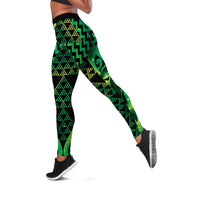 Humpback Whale Matariki New Zealand Leggings NZ Maori Paikea Poutama Luxury Green LT14 Green - Polynesian Pride