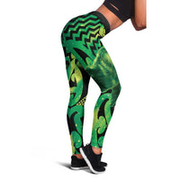 Humpback Whale Matariki New Zealand Leggings NZ Maori Paikea Poutama Luxury Green LT14 - Polynesian Pride