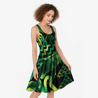 Humpback Whale Matariki New Zealand Midi Dress NZ Maori Paikea Poutama Luxury Green LT14 - Polynesian Pride