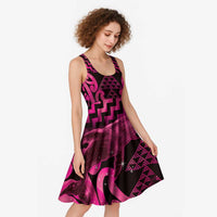 Humpback Whale Matariki New Zealand Midi Dress NZ Maori Paikea Poutama Luxury Pink LT14 - Polynesian Pride