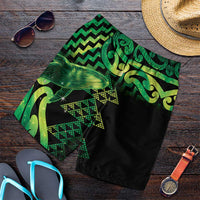 Humpback Whale Matariki New Zealand Shorts for Men NZ Maori Paikea Poutama Luxury Green LT14 Green - Polynesian Pride