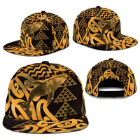 Humpback Whale Matariki New Zealand Snapback Cap NZ Maori Paikea Poutama Luxury Gold LT14 - Polynesian Pride