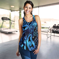 Humpback Whale Matariki New Zealand Women Racerback Tank NZ Maori Paikea Poutama Luxury Blue LT14 - Polynesian Pride