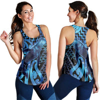 Humpback Whale Matariki New Zealand Women Racerback Tank NZ Maori Paikea Poutama Luxury Blue LT14 - Polynesian Pride