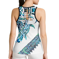 Kahui Whetu Paua Shell Kowhaiwhai Taniko Personalised Hollow Tank Top Turtle Tattoo Maori Tribal Style LT9 - Polynesian Pride