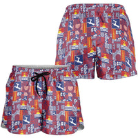 Kiribati Tekeraoi n te Kiritimati Shorts for Women Pacific Patchwork Xmas Vibes - Polynesian Pride
