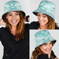 Light Turquoise Mermaid Puakenikeni Maile Lei Bucket Hat