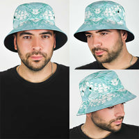 Light Turquoise Mermaid Puakenikeni Maile Lei Bucket Hat