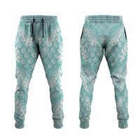 Light Turquoise Mermaid Puakenikeni Maile Lei Jogger Pants