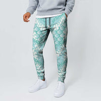 Light Turquoise Mermaid Puakenikeni Maile Lei Jogger Pants