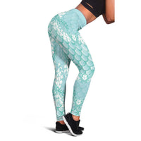 Light Turquoise Mermaid Puakenikeni Maile Lei Leggings