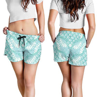 Light Turquoise Mermaid Puakenikeni Maile Lei Shorts for Women