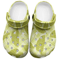 Lime Green Hawaii Kalo Palaka Motifs Clogs Shoes Hawaiian Taro Leaves Elegant Vibes LT14 Lime Green - Polynesian Pride