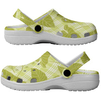 Lime Green Hawaii Kalo Palaka Motifs Clogs Shoes Hawaiian Taro Leaves Elegant Vibes LT14 - Polynesian Pride