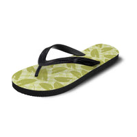 Lime Green Hawaii Kalo Palaka Motifs Flip Flops Hawaiian Taro Leaves Elegant Vibes