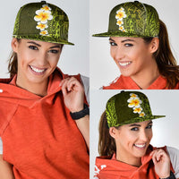 Lime Green Polynesia Snapback Cap Plumeria Tropical Leaves With Galaxy Polynesian Art - Polynesian Pride