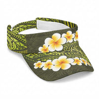 Lime Green Polynesia Sun Visor Cap Plumeria Tropical Leaves With Galaxy Polynesian Art