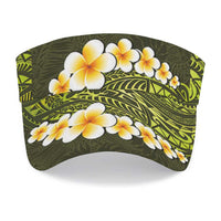 Lime Green Polynesia Sun Visor Cap Plumeria Tropical Leaves With Galaxy Polynesian Art