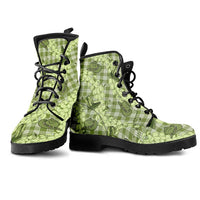Lime Palaka Hawaii Cowboy Leather Boots Puakenikeni Lei Paniolo Papale Seamless Vibes - Polynesian Pride
