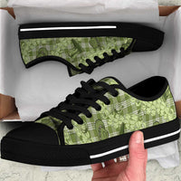 Lime Palaka Hawaii Cowboy Low Top Shoes Puakenikeni Lei Paniolo Papale Seamless Vibes - Polynesian Pride