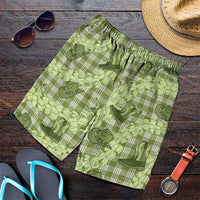 Lime Palaka Hawaii Cowboy Shorts for Men Puakenikeni Lei Paniolo Papale Seamless Vibes LT14 Lime - Polynesian Pride