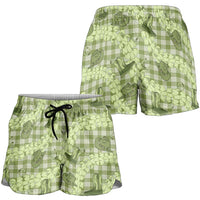 Lime Palaka Hawaii Cowboy Shorts for Women Puakenikeni Lei Paniolo Papale Seamless Vibes LT14 - Polynesian Pride