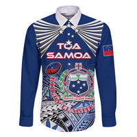 Custom Samoa Rugby Family Matching Short Sleeve Bodycon Dress and Hawaiian Shirt Toa Samoa Myriad Patterns LT01 Dad's Shirt - Long Sleeve Blue - Polynesian Pride