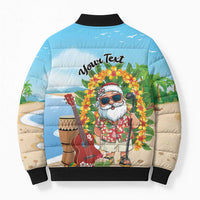 Personalized Hawaii Golf Christmas Bomber Puffer Jacket Mele Kalikimaka Funny Golfer Santa - Polynesian Pride