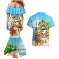 Personalized Hawaii Golf Christmas Couples Matching Mermaid Dress and Hawaiian Shirt Mele Kalikimaka Funny Golfer Santa LT01 - Polynesian Pride