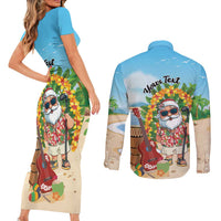 Personalized Hawaii Golf Christmas Couples Matching Short Sleeve Bodycon Dress and Long Sleeve Button Shirt Mele Kalikimaka Funny Golfer Santa LT01 - Polynesian Pride