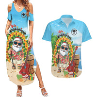 Personalized Hawaii Golf Christmas Couples Matching Summer Maxi Dress and Hawaiian Shirt Mele Kalikimaka Funny Golfer Santa LT01 Blue - Polynesian Pride