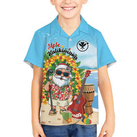 Personalized Hawaii Golf Christmas Family Matching Off The Shoulder Long Sleeve Dress and Hawaiian Shirt Mele Kalikimaka Funny Golfer Santa LT01 Son's Shirt Blue - Polynesian Pride