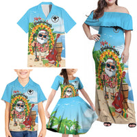 Personalized Hawaii Golf Christmas Family Matching Off Shoulder Maxi Dress and Hawaiian Shirt Mele Kalikimaka Funny Golfer Santa - Polynesian Pride
