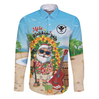 Personalized Hawaii Golf Christmas Family Matching Short Sleeve Bodycon Dress and Hawaiian Shirt Mele Kalikimaka Funny Golfer Santa LT01 Dad's Shirt - Long Sleeve Blue - Polynesian Pride