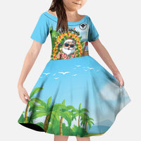 Personalized Hawaii Golf Christmas Kid Short Sleeve Dress Mele Kalikimaka Funny Golfer Santa - Polynesian Pride
