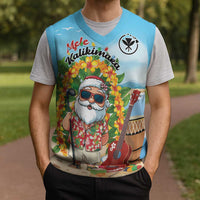 Personalized Hawaii Golf Christmas Knitted V-Neck Vest Mele Kalikimaka Funny Golfer Santa - Polynesian Pride