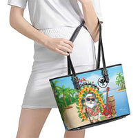 Hawaii Golf Christmas Leather Tote Bag Mele Kalikimaka Funny Golfer Santa - Polynesian Pride