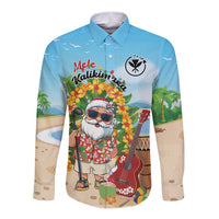 Personalized Hawaii Golf Christmas Long Sleeve Button Shirt Mele Kalikimaka Funny Golfer Santa - Polynesian Pride