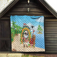 Hawaii Golf Christmas Quilt Mele Kalikimaka Funny Golfer Santa - Polynesian Pride