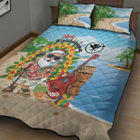 Hawaii Golf Christmas Quilt Bed Set Mele Kalikimaka Funny Golfer Santa - Polynesian Pride