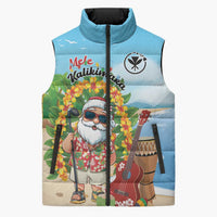 Personalized Hawaii Golf Christmas Sleeveless Puffer Jacket Mele Kalikimaka Funny Golfer Santa - Polynesian Pride