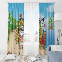 Hawaii Golf Christmas Window Curtain Mele Kalikimaka Funny Golfer Santa - Polynesian Pride