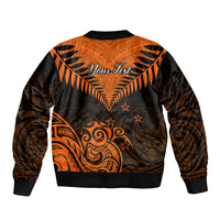 Personalised New Zealand Bomber Jacket Aotearoa Maori Kiwi Orange Fern LT01 - Polynesian Pride