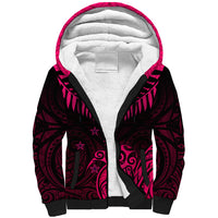 Personalised Aotearoa Sherpa Hoodie Maori Kiwi Pink Fern LT01 Unisex Pink - Polynesian Pride