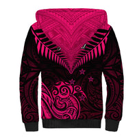 Personalised Aotearoa Sherpa Hoodie Maori Kiwi Pink Fern LT01 - Polynesian Pride