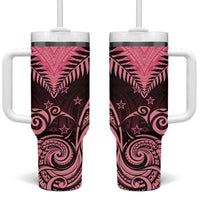 Aotearoa Tumbler With Handle Maori Kiwi Pink Fern